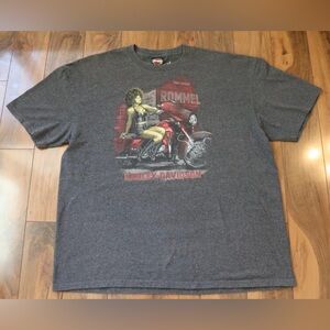Harley-Davidson Charcoal Tee with Red Motorcycle Graphic